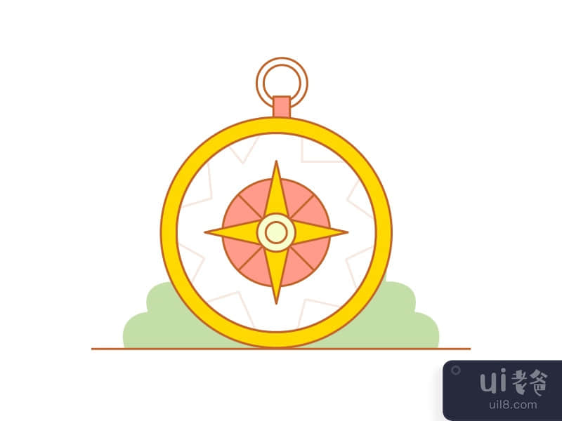 Compass icon with light outline