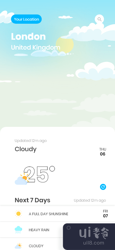天气应用界面(Weather App UI)插图