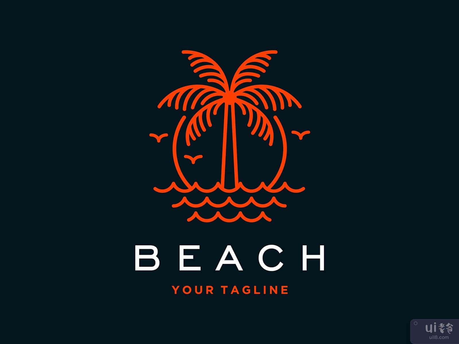 Beach logo with palm tree vector