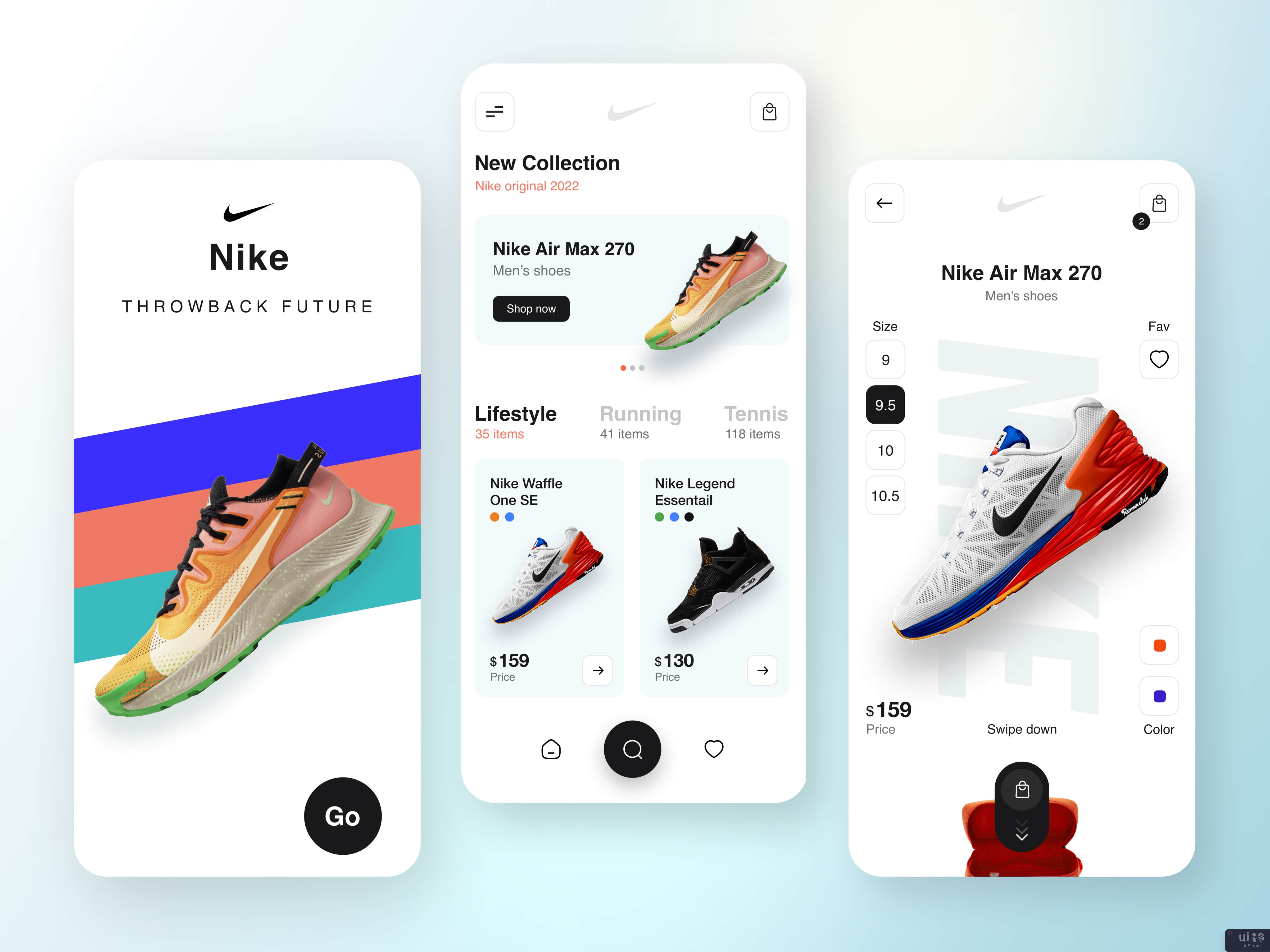 Nike-Shoes App UI设计(Nike-Shoes App UI Design)插图
