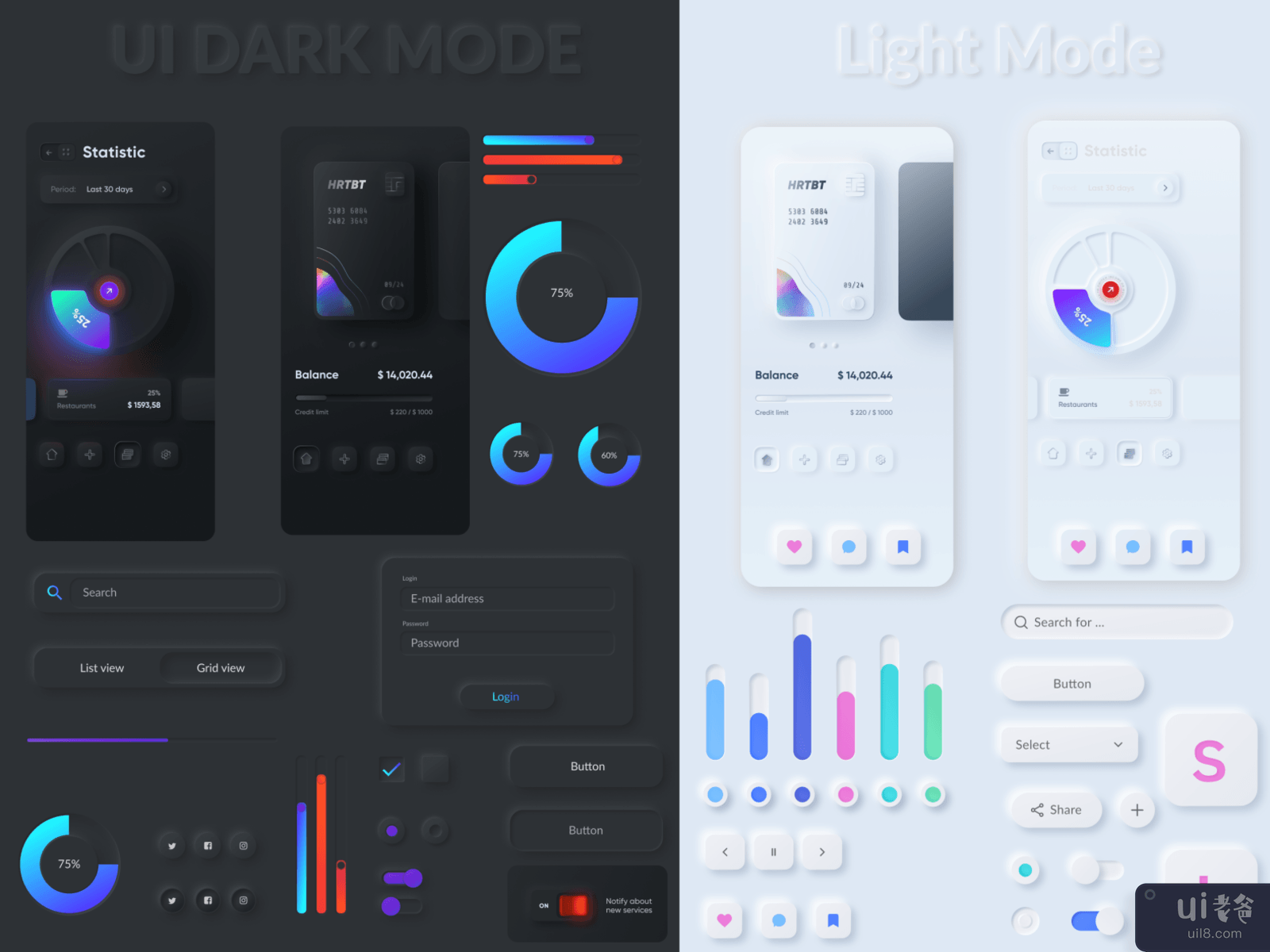 free download New Neumorphism and soft ui free kit