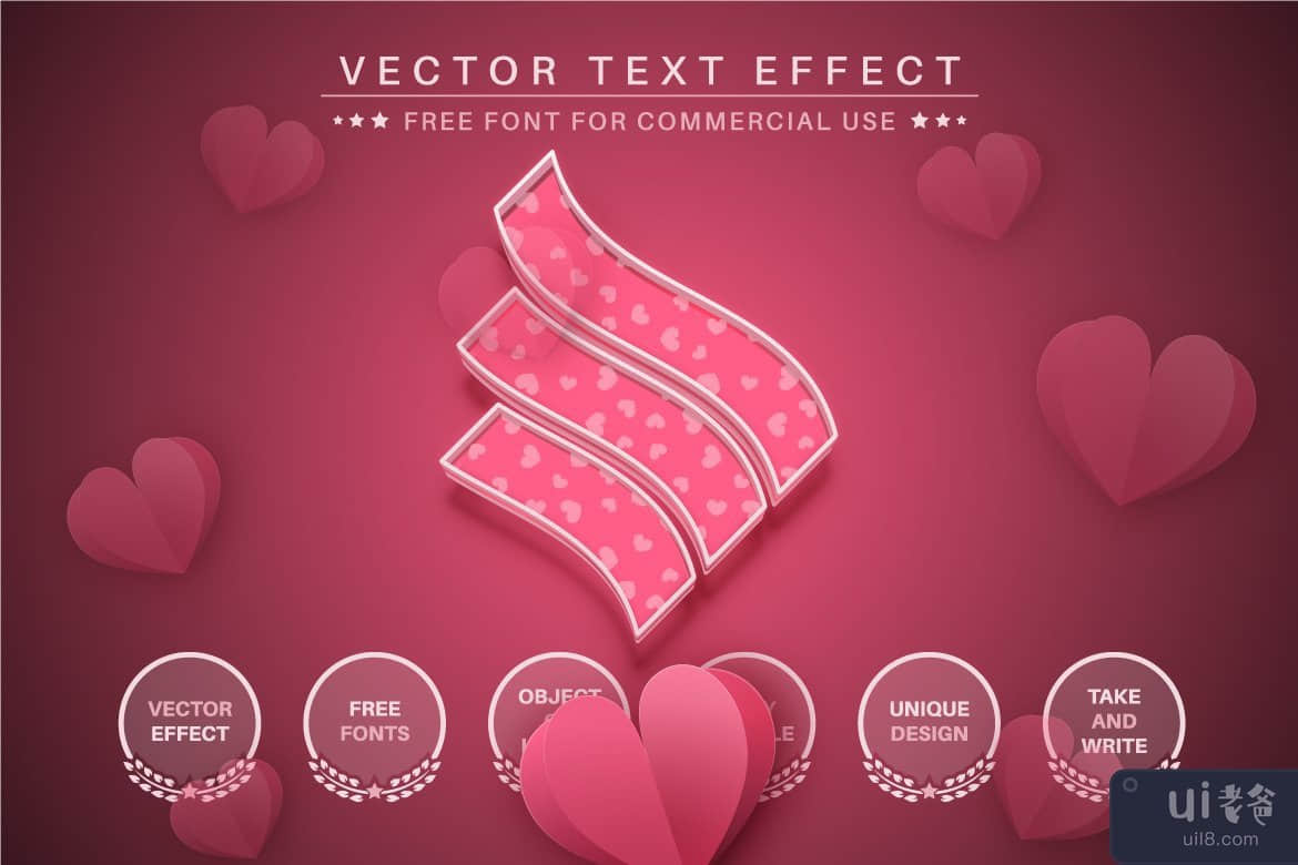 爱心 - 可编辑的文字效果，字体样式(Love Heart - Editable Text Effect, Font Style)插图