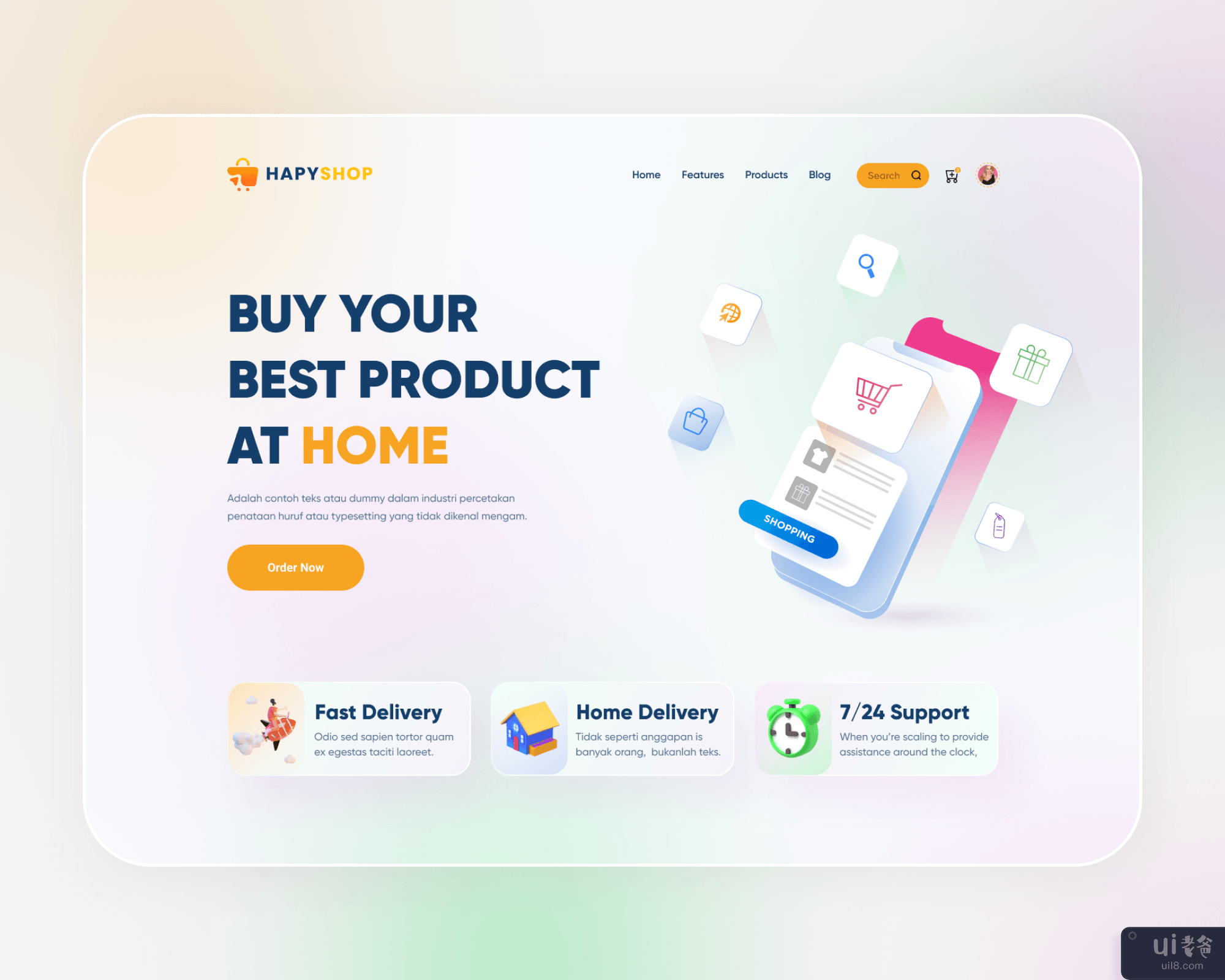 在线产品购买登陆页面UI设计(Online product buying landing page UI design)插图