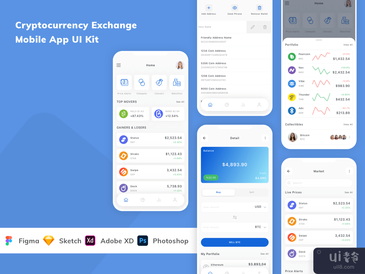 Cryptocurrency Exchange Mobile App UI Kit