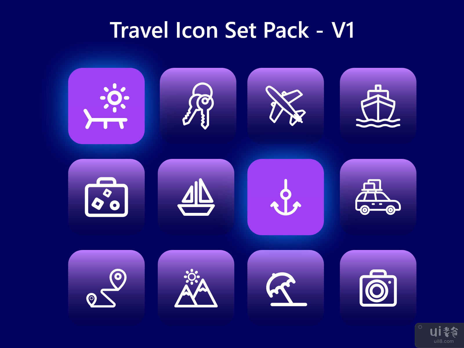 旅行，旅游高级图标集包 V1(Travel, Tourism Premium Icon Set Pack V1)插图