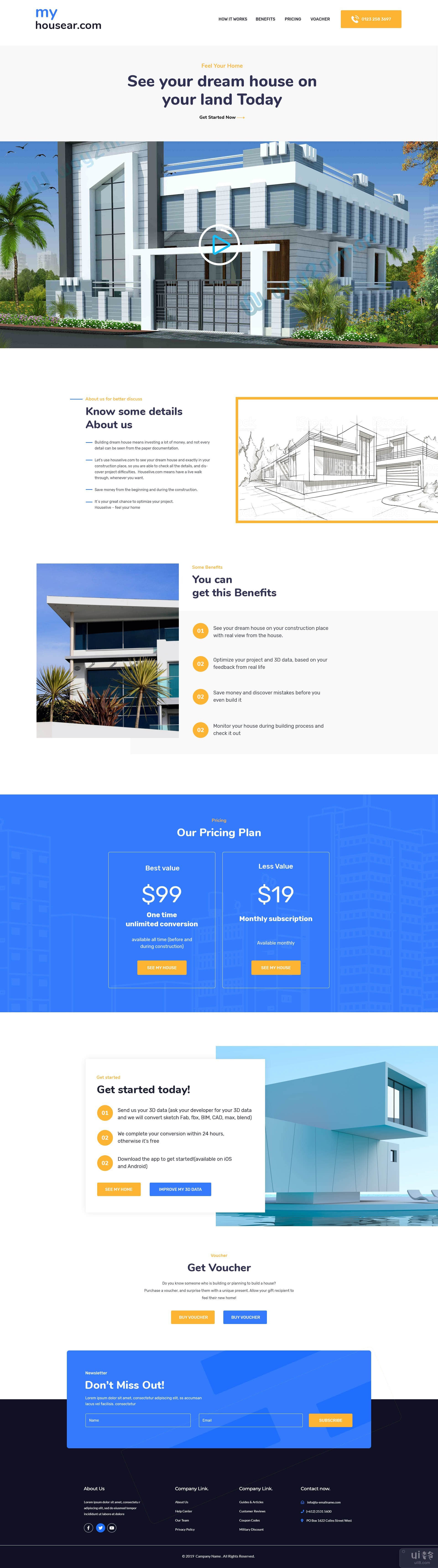 房地产登陆页面WEB UI设计(Real estate landing page WEB UI design)插图