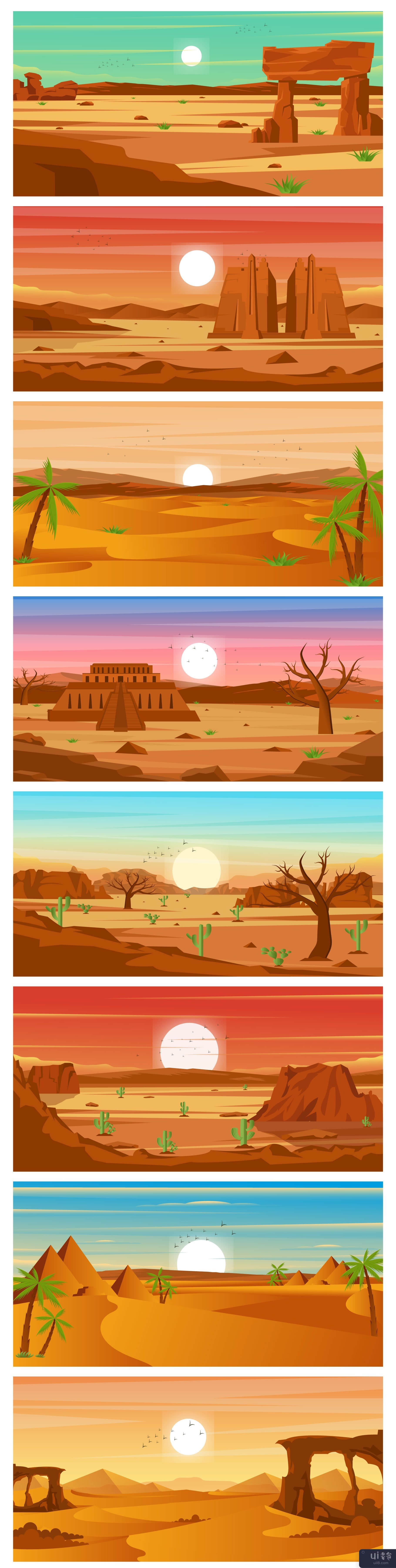 15 个沙漠背景插图(15 Desert Backgrounds Illustrations)插图1