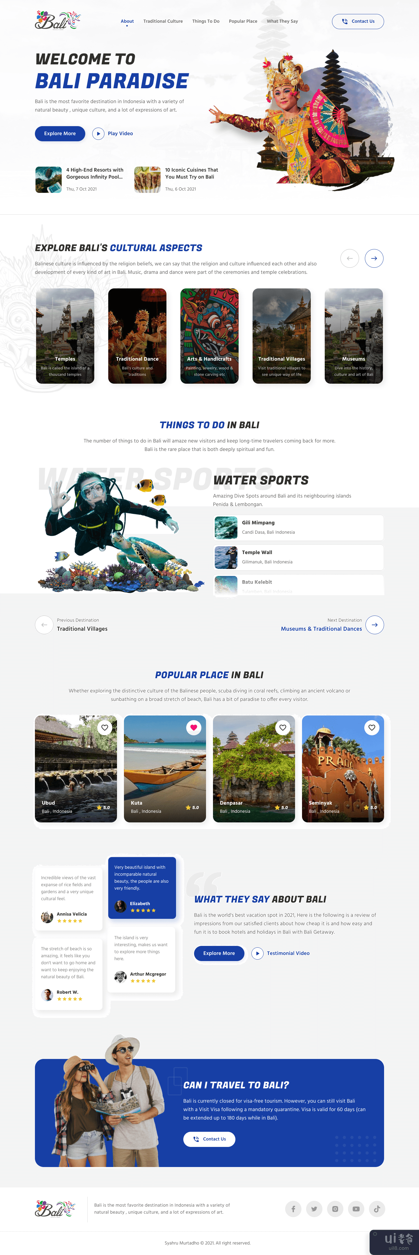 巴厘岛旅游登陆页面网站(Travel Landing Page Website Bali)插图
