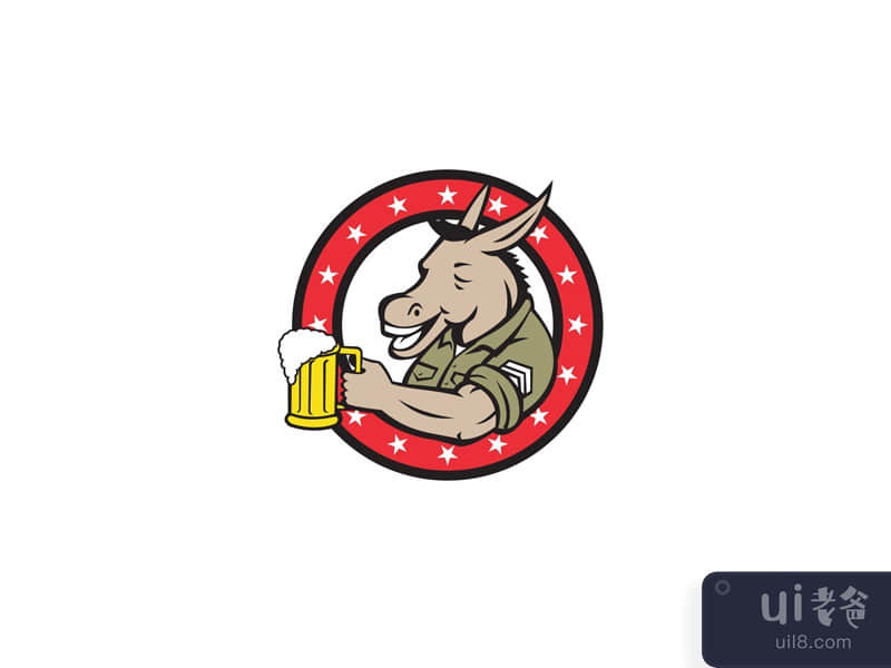 Donkey Beer Drinker Circle Retro