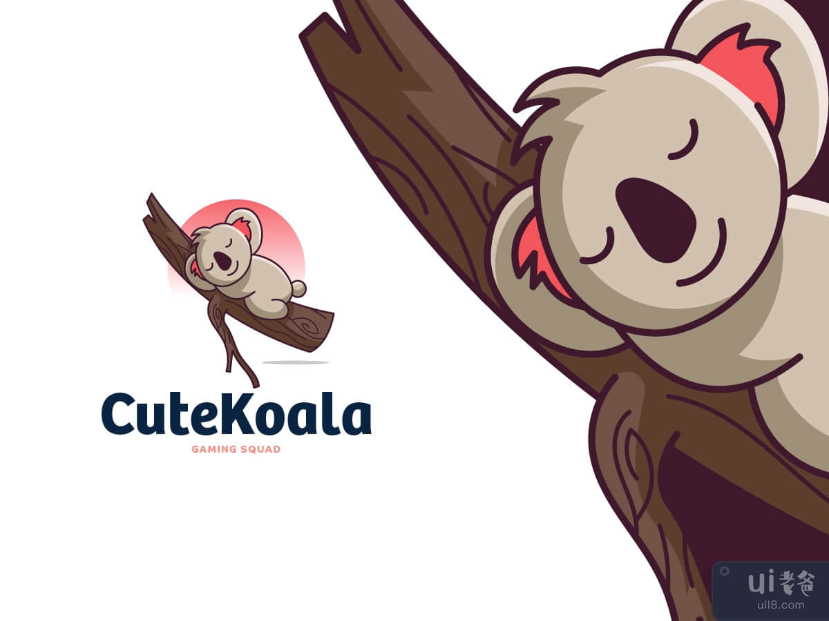 Cute Sleeping Koala Mascot Logo Template