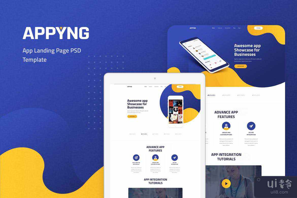 Appyng - 应用登陆页面 PSD 模板(Appyng - App Landing Page PSD Template)插图