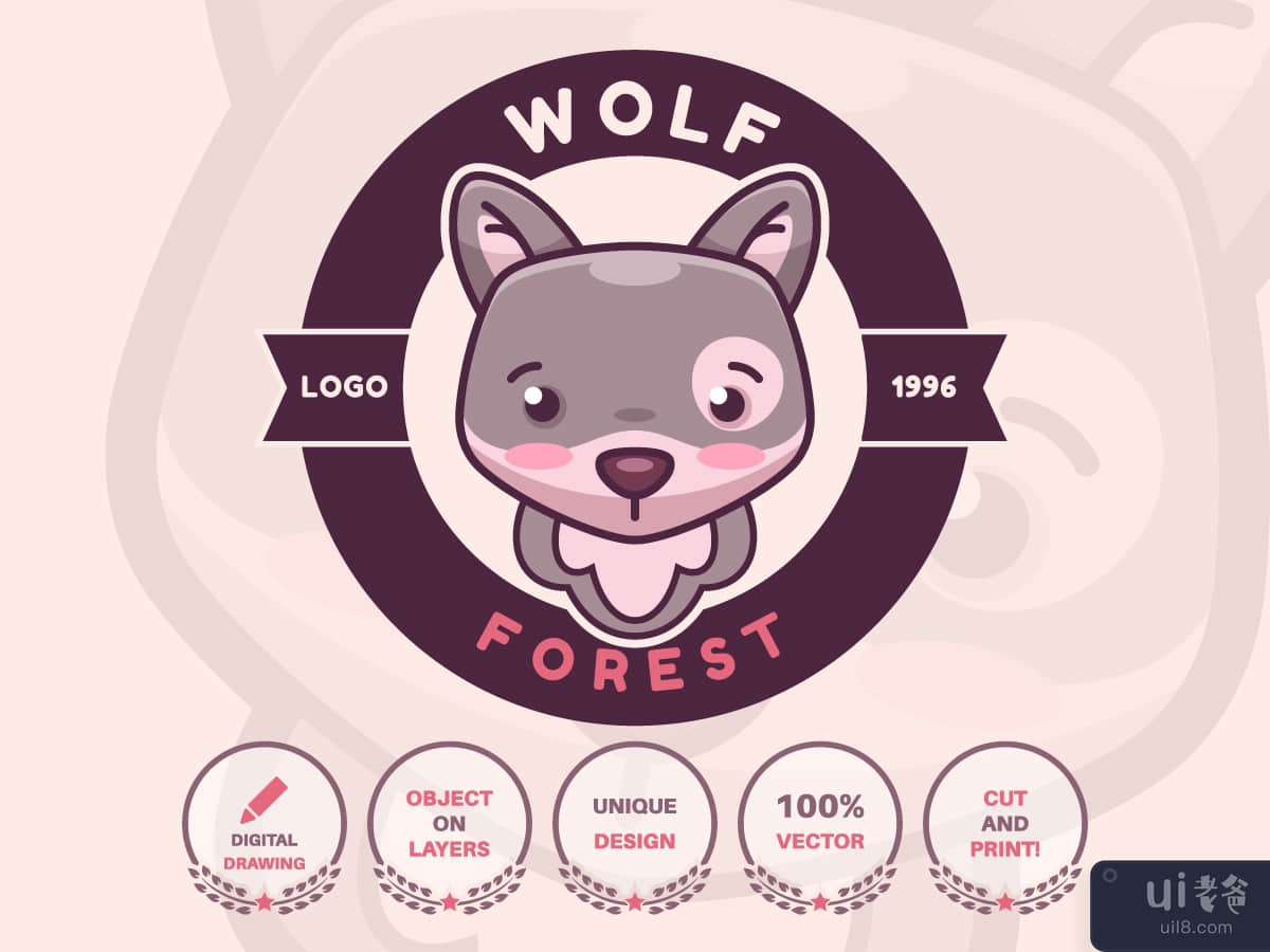 Cartoon Character Animal Wolf - Logotype