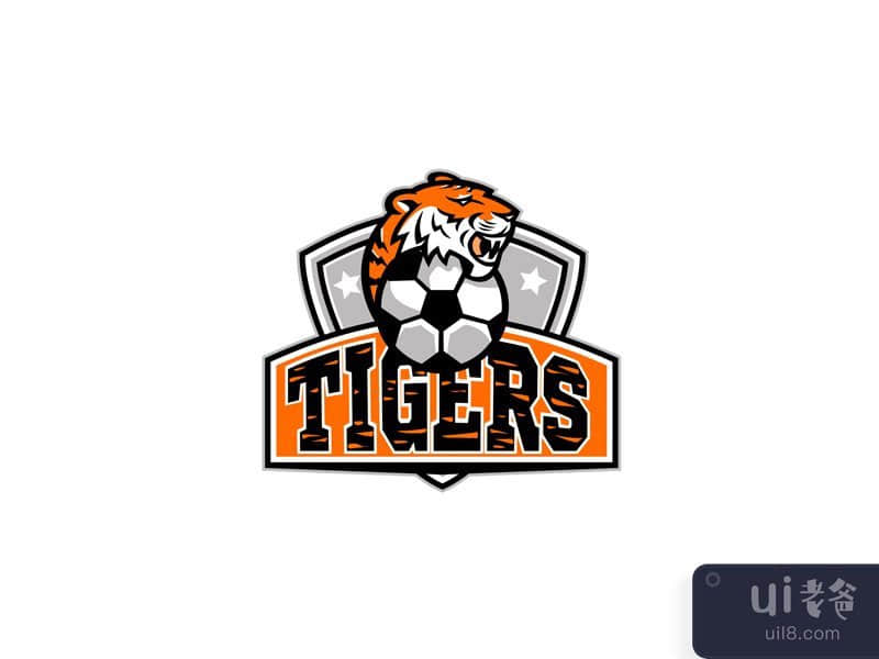 Tiger Soccer Football Ball Crest Mascot