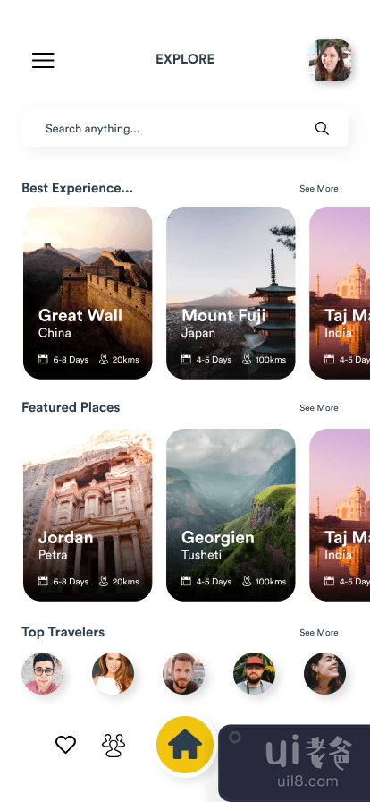 旅行应用程序用户界面(Trips App UI)插图