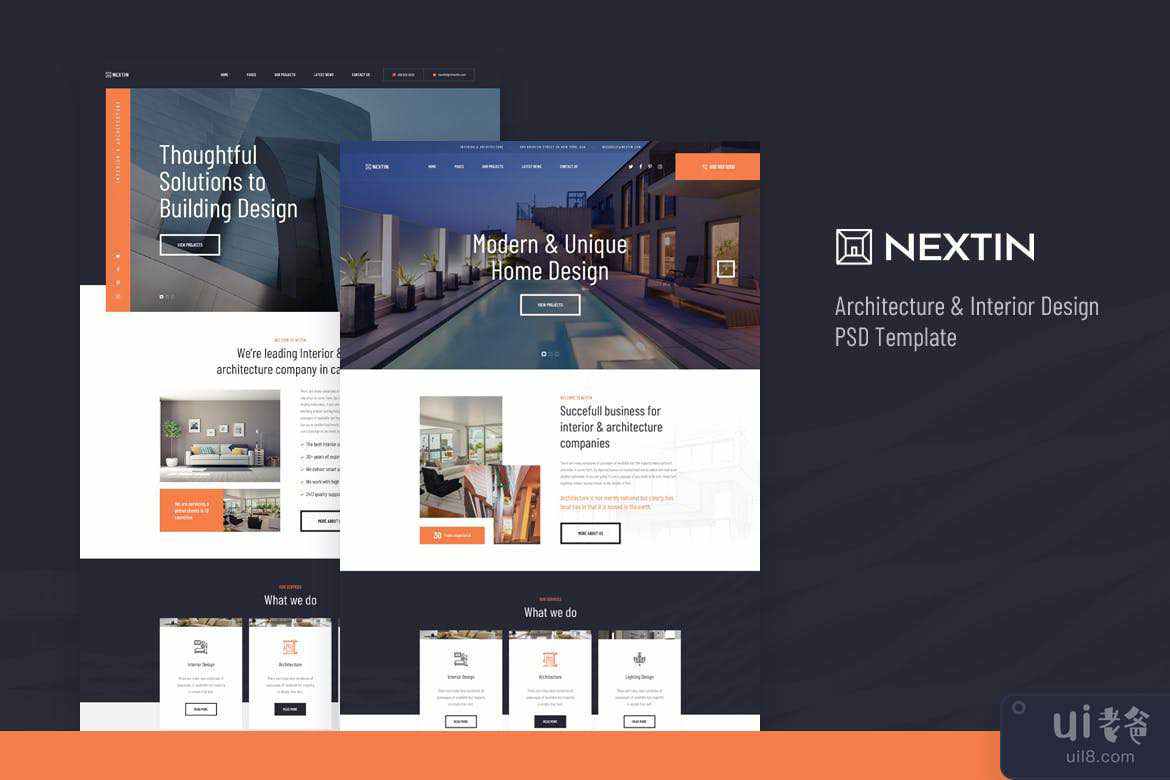 Nextin-建筑与室内设计 PSD(Nextin - Architecture & Interior Design PSD)插图