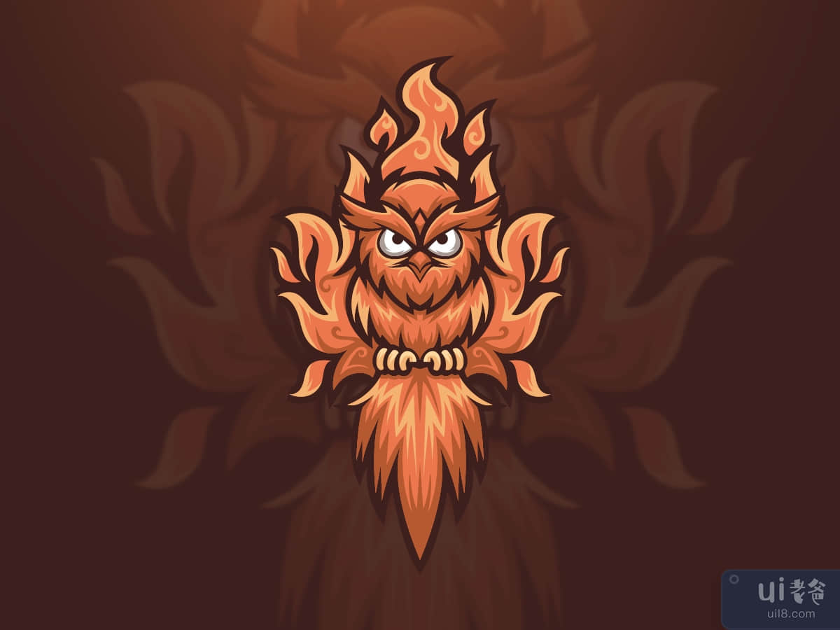 Owl Fire Bird Mascot Logo Template