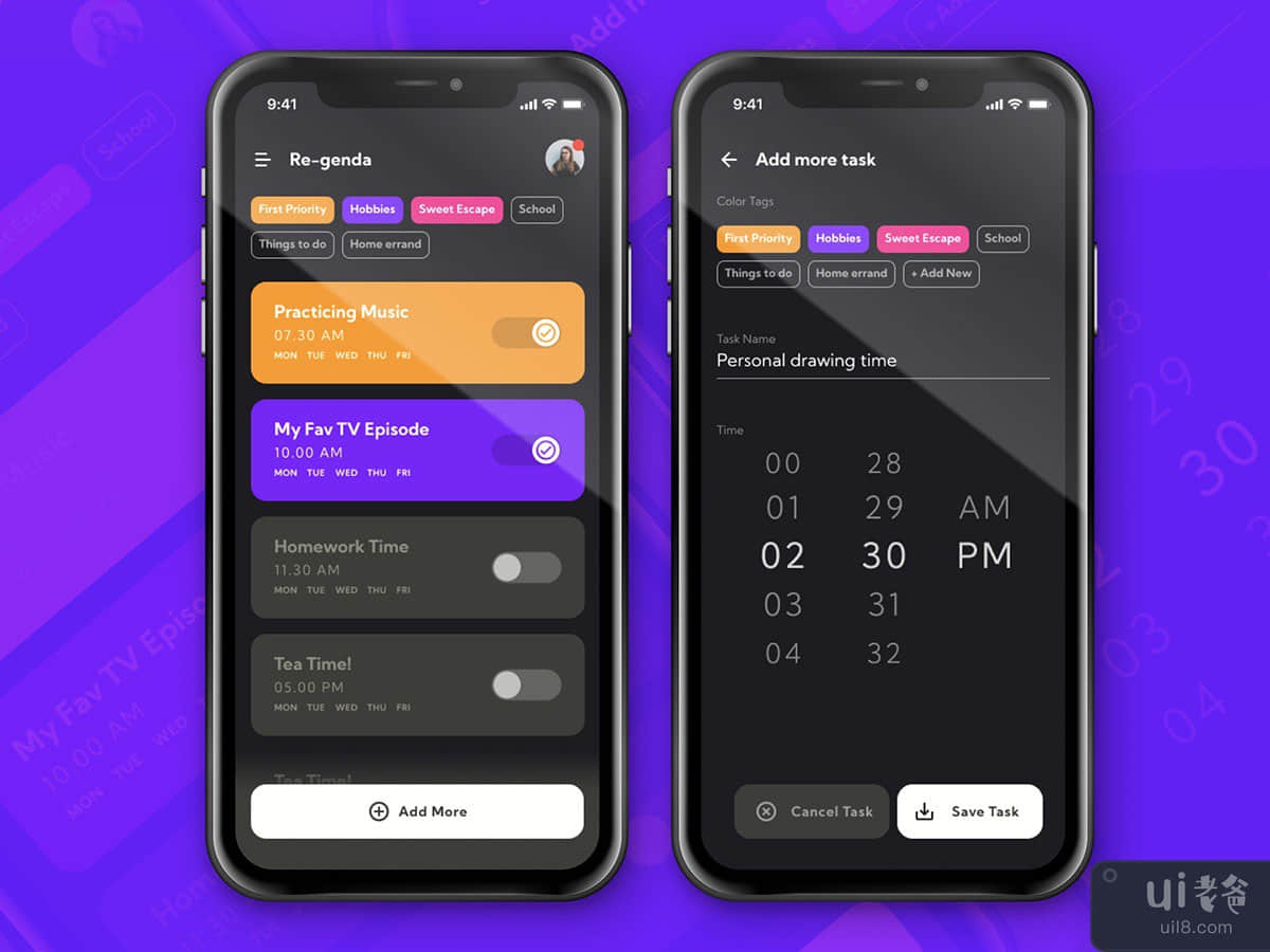 Alarm & Reminder Screen Design Concept
