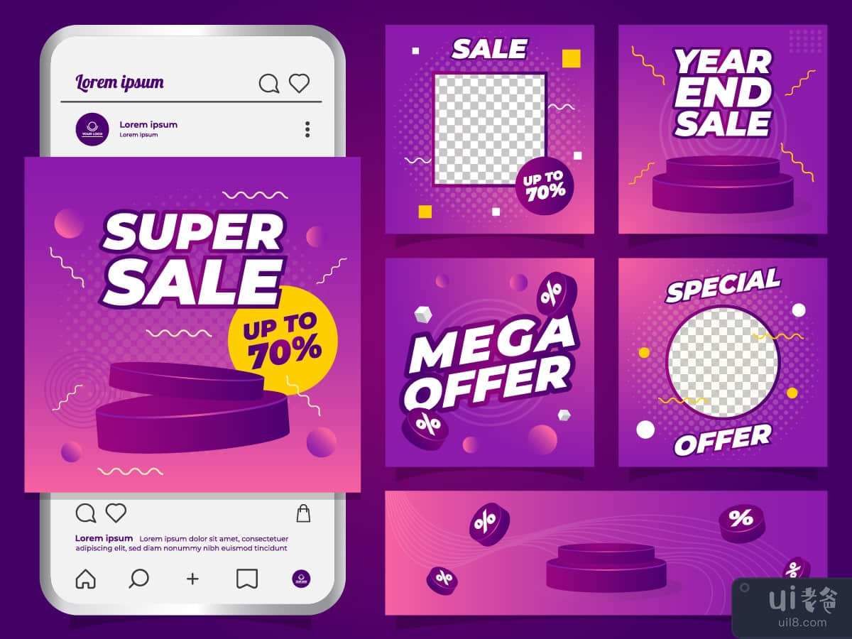 Year end sale social media post template