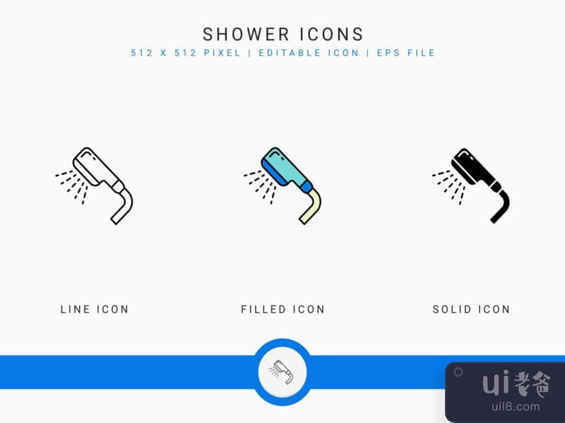 Shower icons set vector illustration with icon line style