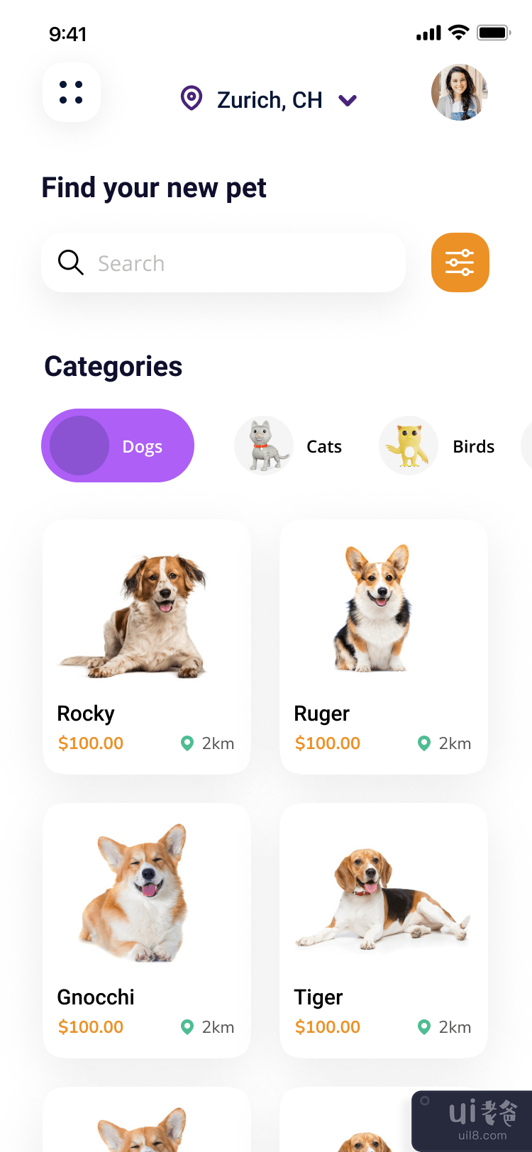 宠物收养应用程序设计(Pet Adoption App Design)插图1