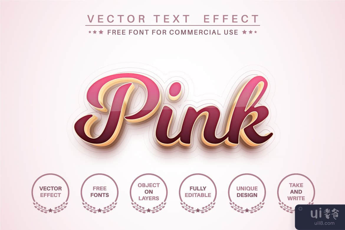 粉红金-可编辑的文字效果，字体样式。(Pink gold - editable text effect,  font style.)插图2