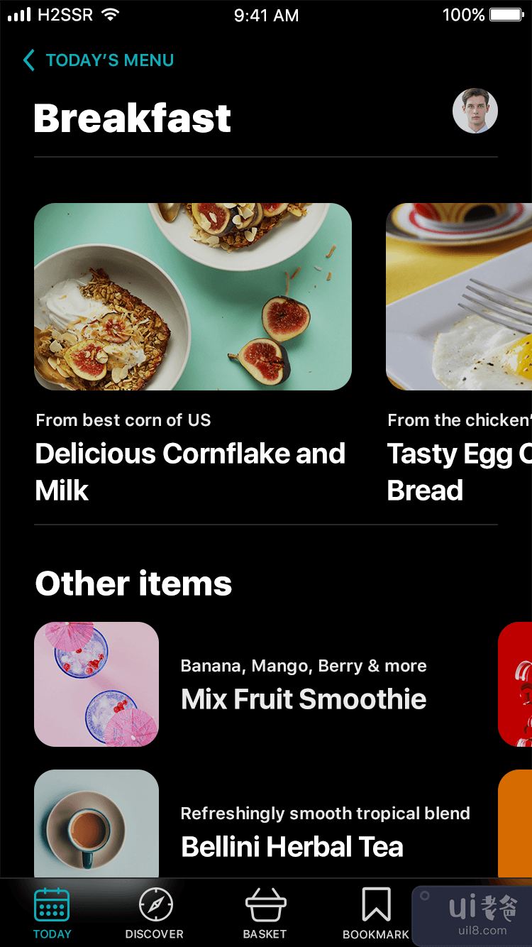 食物黑暗应用程序用户界面(Food Dark  App UI)插图1