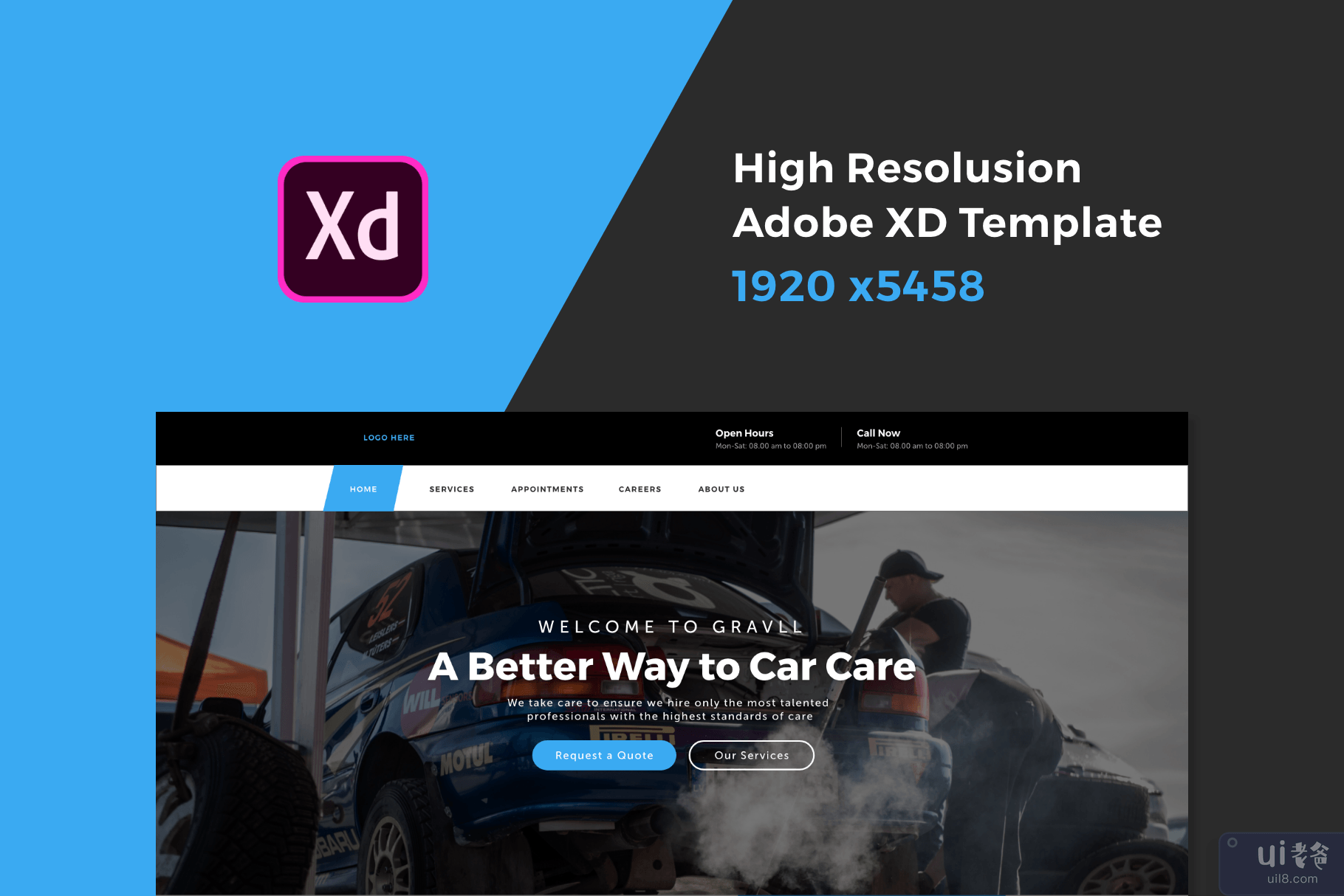 汽车维修服务 AdobeXD 网站(Car Repair Services AdobeXD Website)插图2