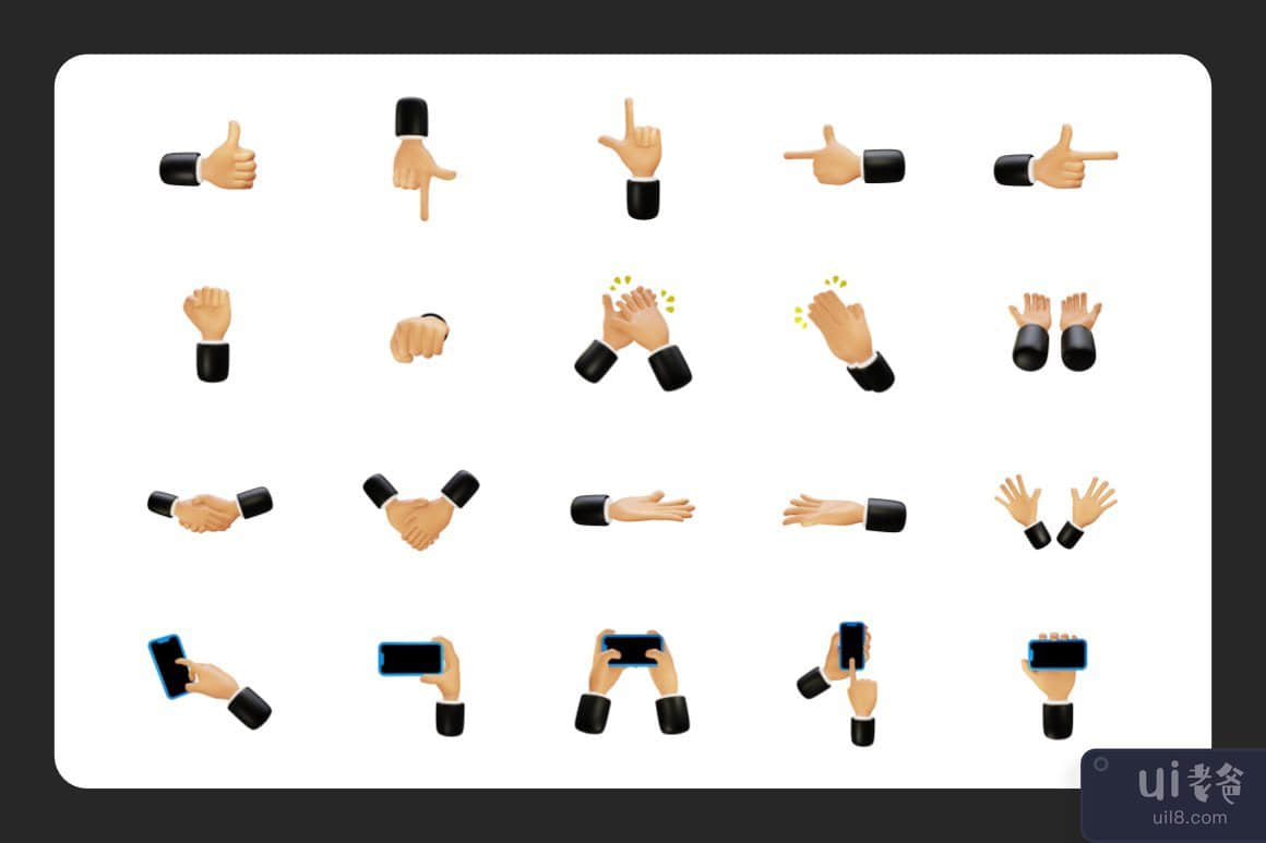 手势 3D 图标(Hand Gesture 3D Icons)插图1
