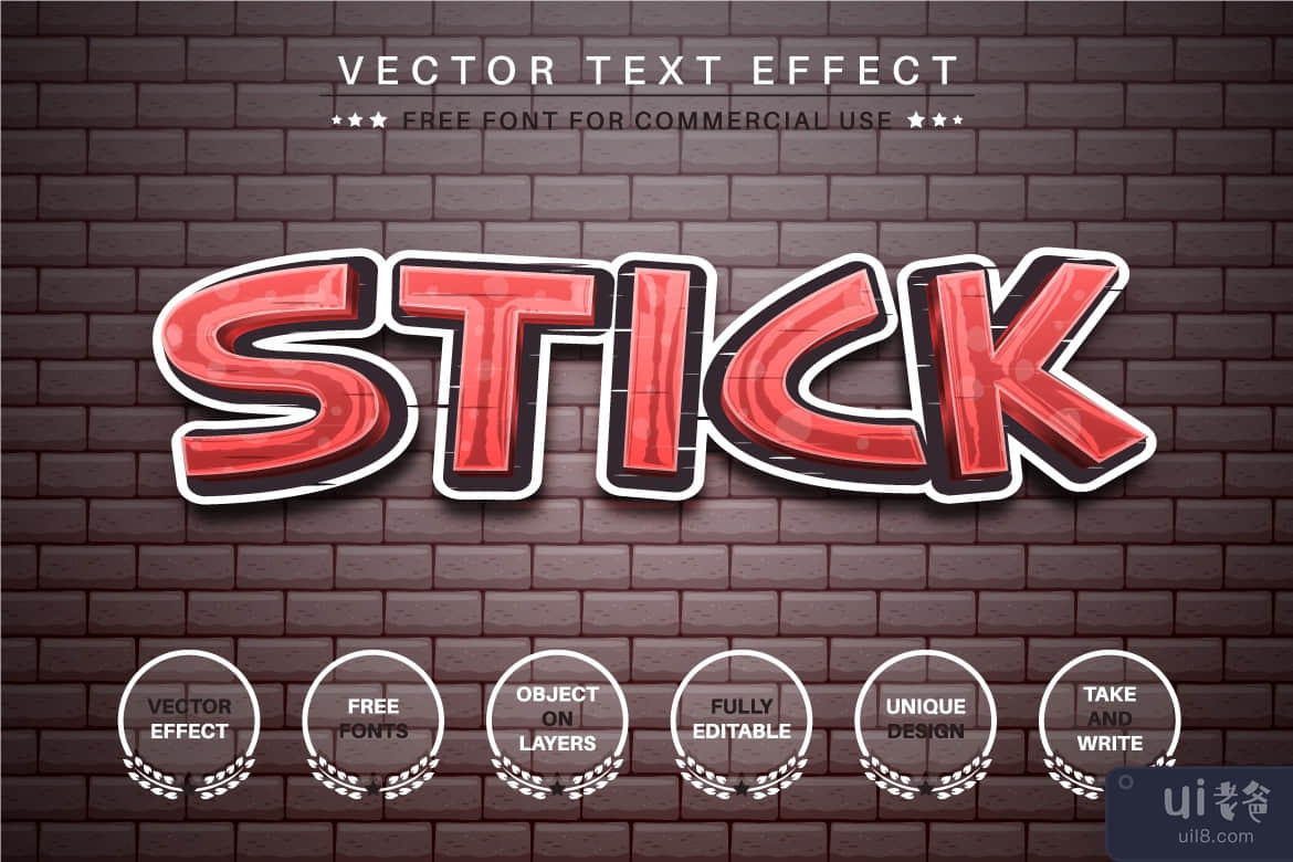 涂鸦砖 - 可编辑的文字效果，字体样式(Graffiti Brick -  Editable Text Effect, Font Style)插图4