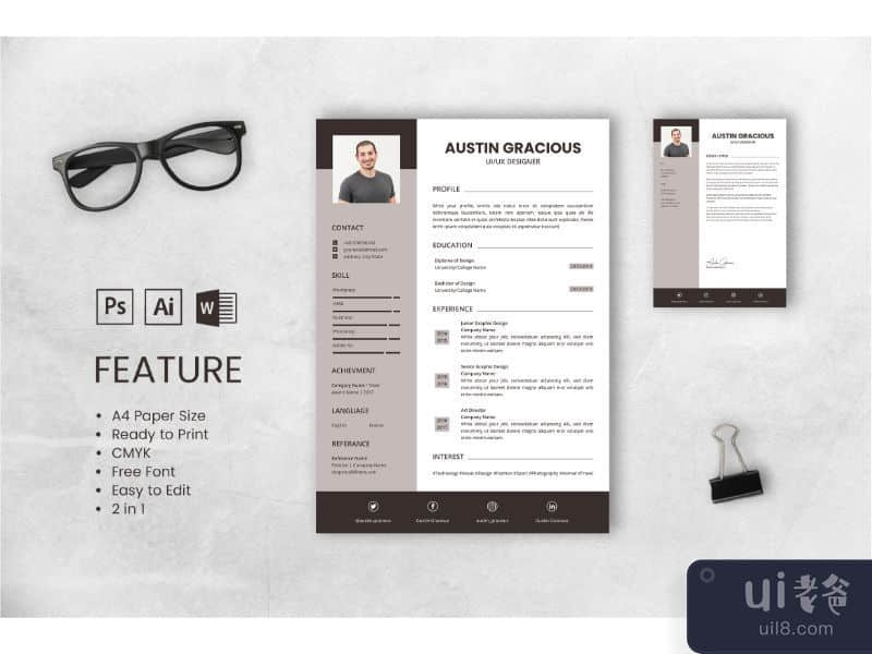 CV Resume UI & IX Designer Profile 3