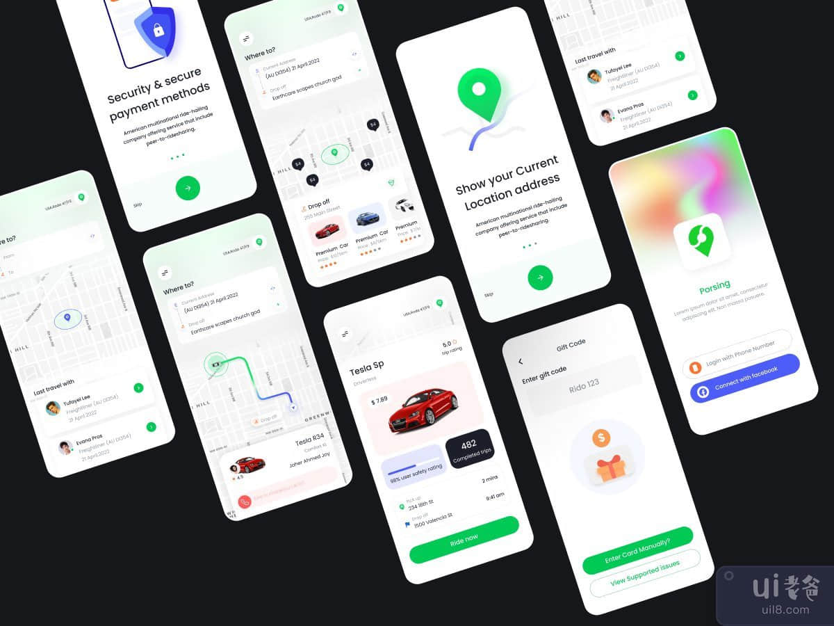 Rideshare移动应用程序UI🎗️(Rideshare Mobile app UI🎗️)插图