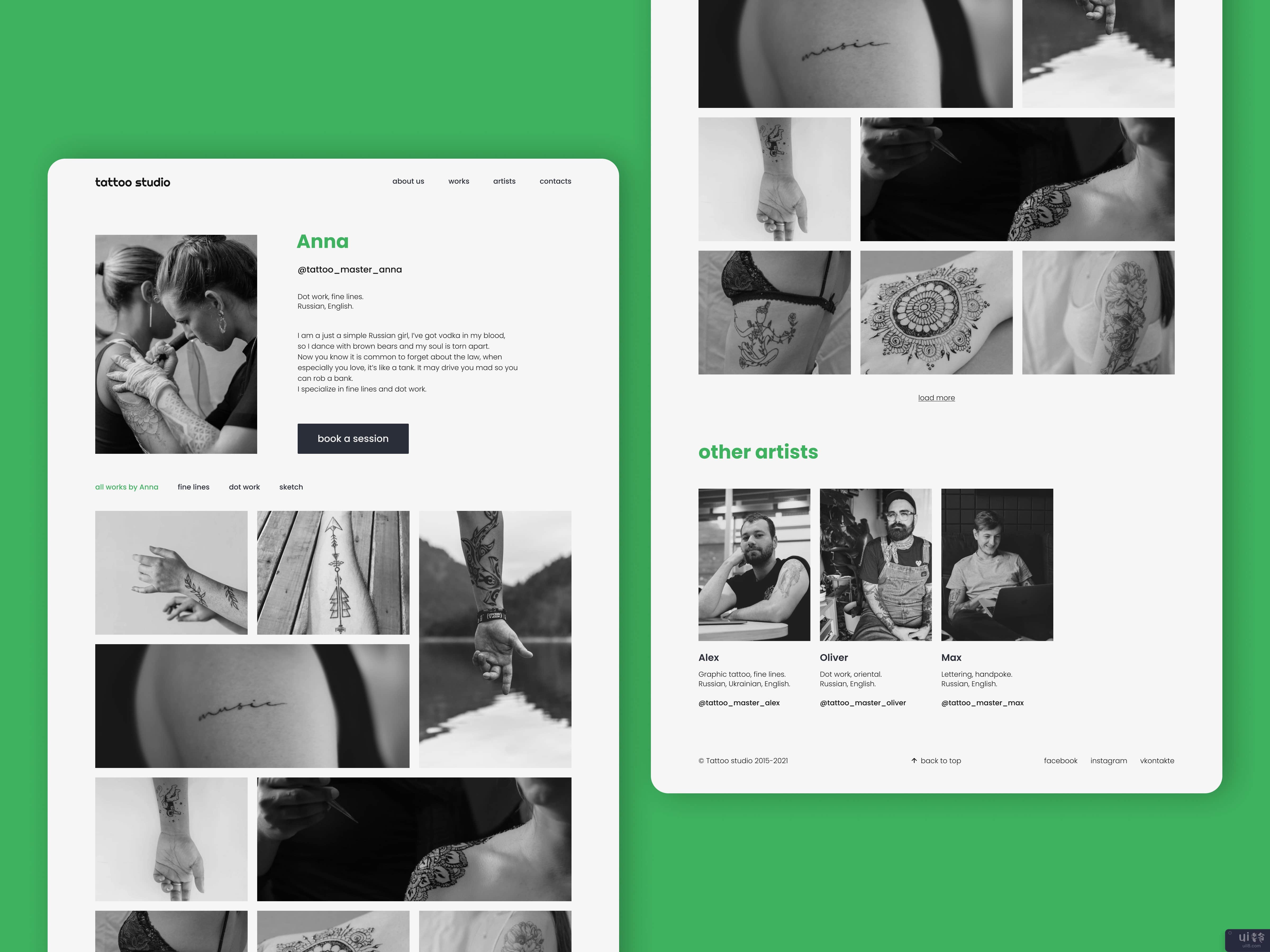 纹身工作室网页模板(Tattoo Studio Web Template)插图1