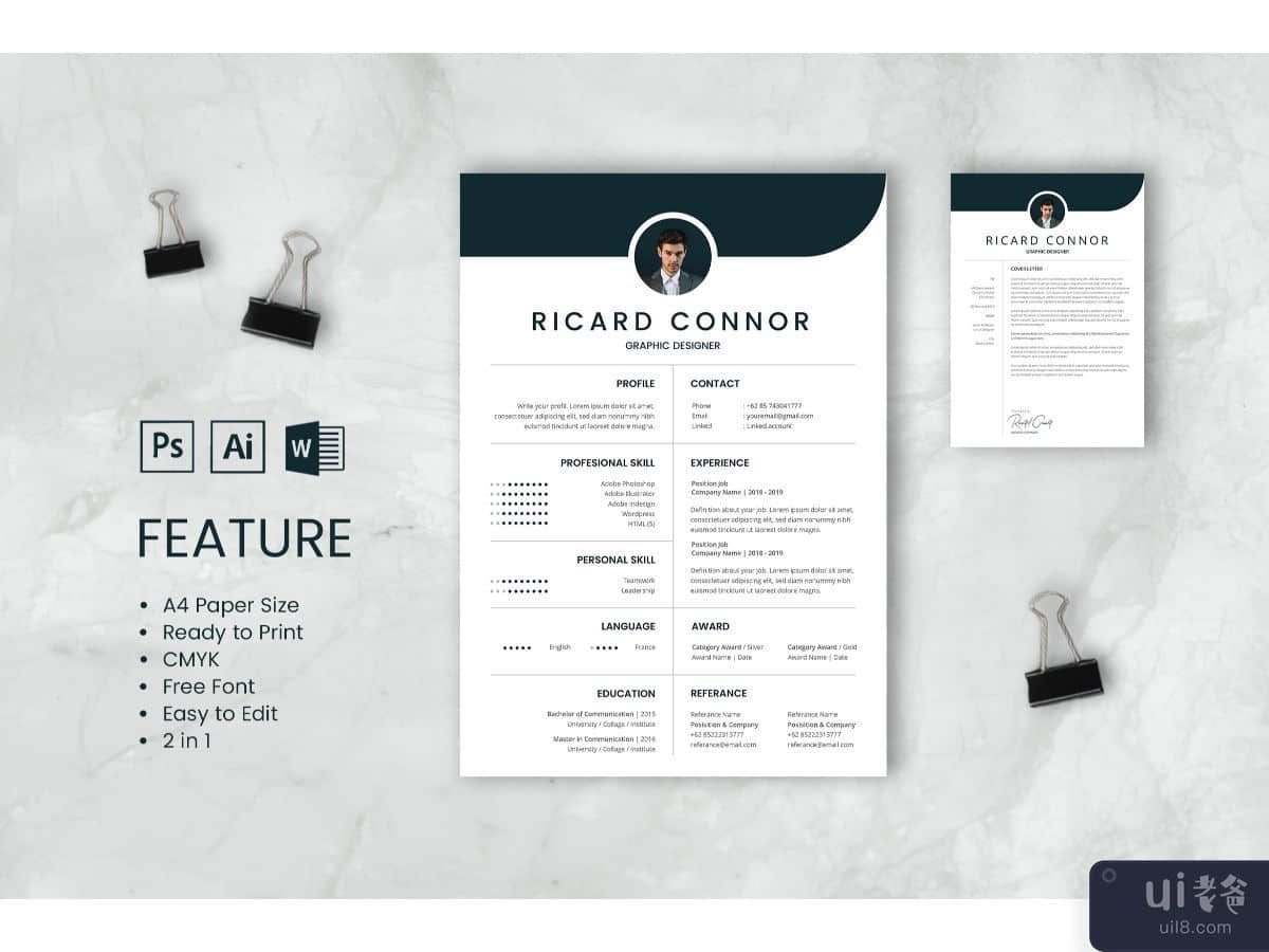 CV Resume Graphic Designer Profile 4