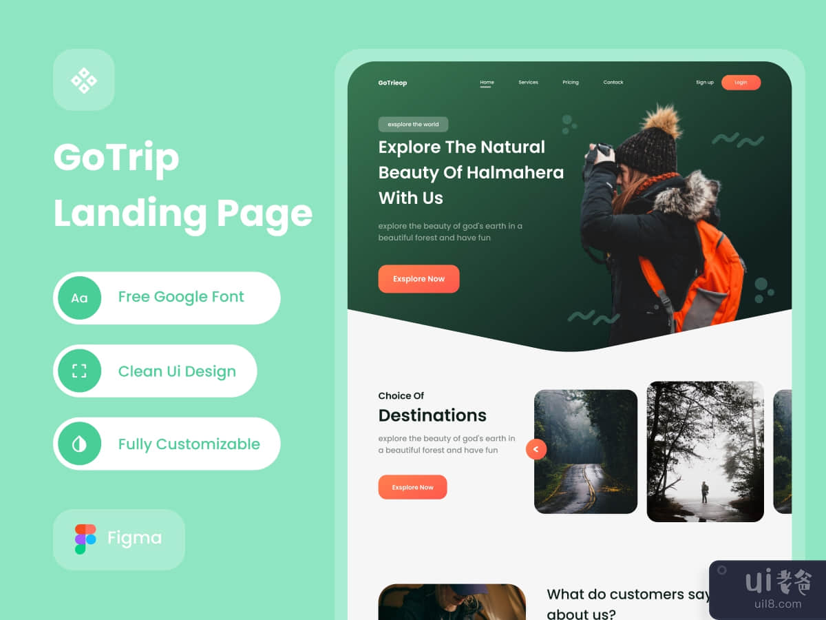 Go trip landing page design 