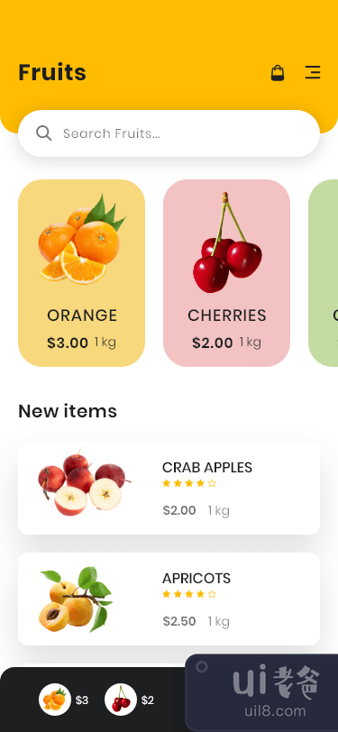 水果应用界面(Fruits App UI)插图1