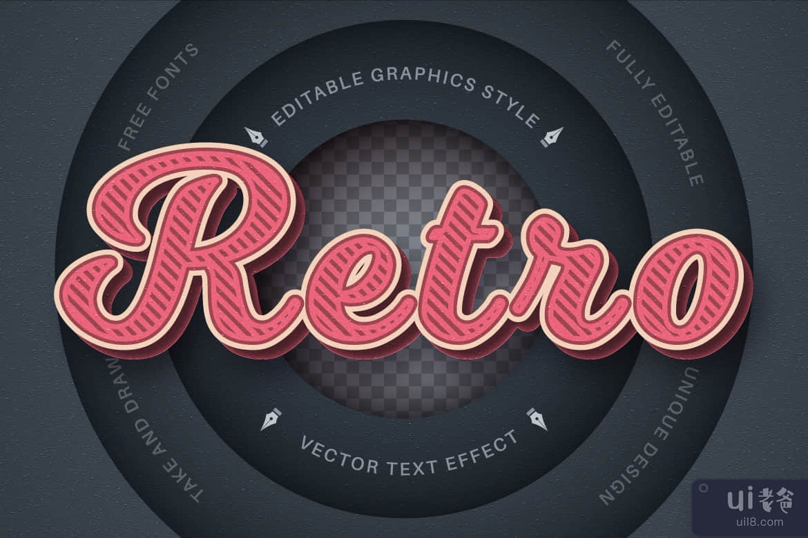 复古风格 - 可编辑的文字效果，字体样式(Retro Style - Editable Text Effect, Font Style)插图3