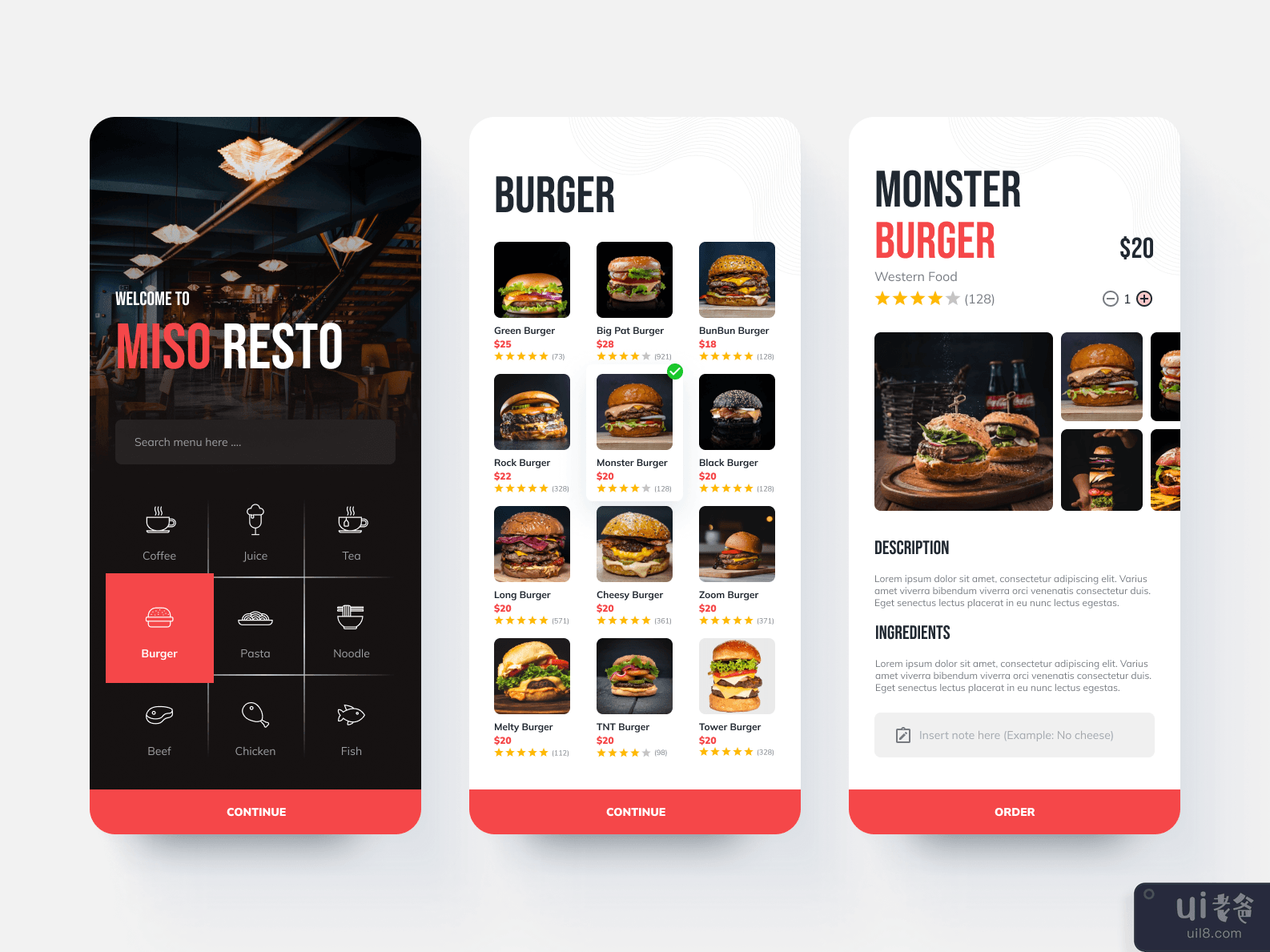Miso Resto - 餐厅预订（购买食物饮料和送货）应用程序 UI 套件(Miso Resto - Restaurant Booking (Buy Food Drink & Delivery) App UI Kits)插图