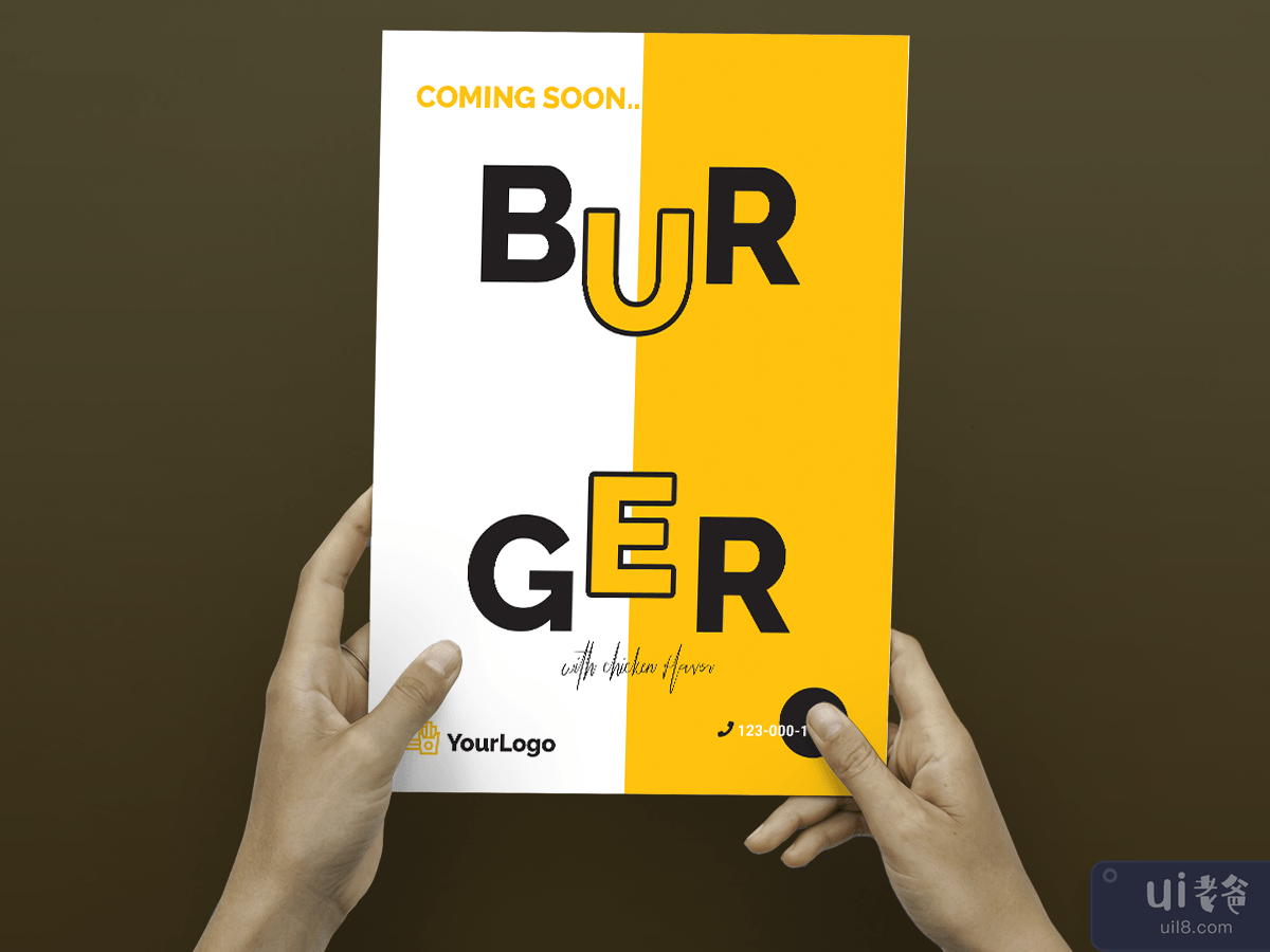 汉堡 / 食品传单 / A4 尺寸传单 / 一页传单 / Letter 尺寸传单(Burger / Food Flyer / A4 size flyer / one page flyer / Letter Size Flyer)插图