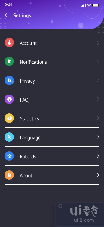 瑜伽应用程序（设置和常见问题解答屏幕）_07(Yoga App (Settings & FAQ Screen)_07)插图1