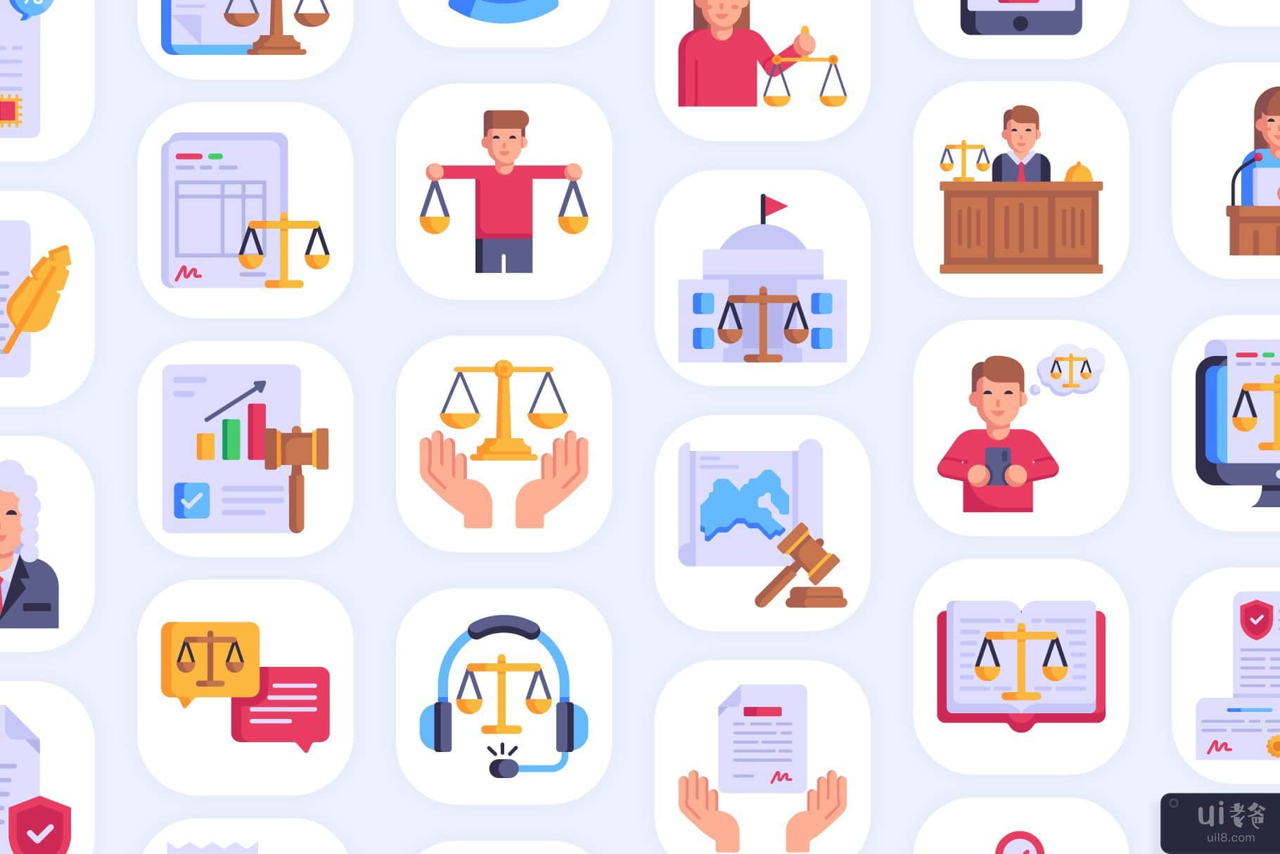 100 法律服务矢量图标(100 Legal Services Vector Icons)插图4