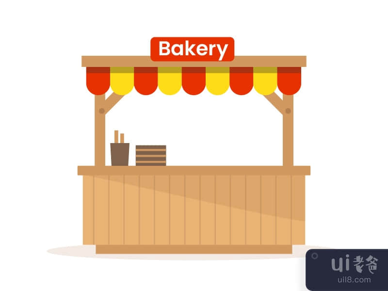 Traditional wooden bakery stall