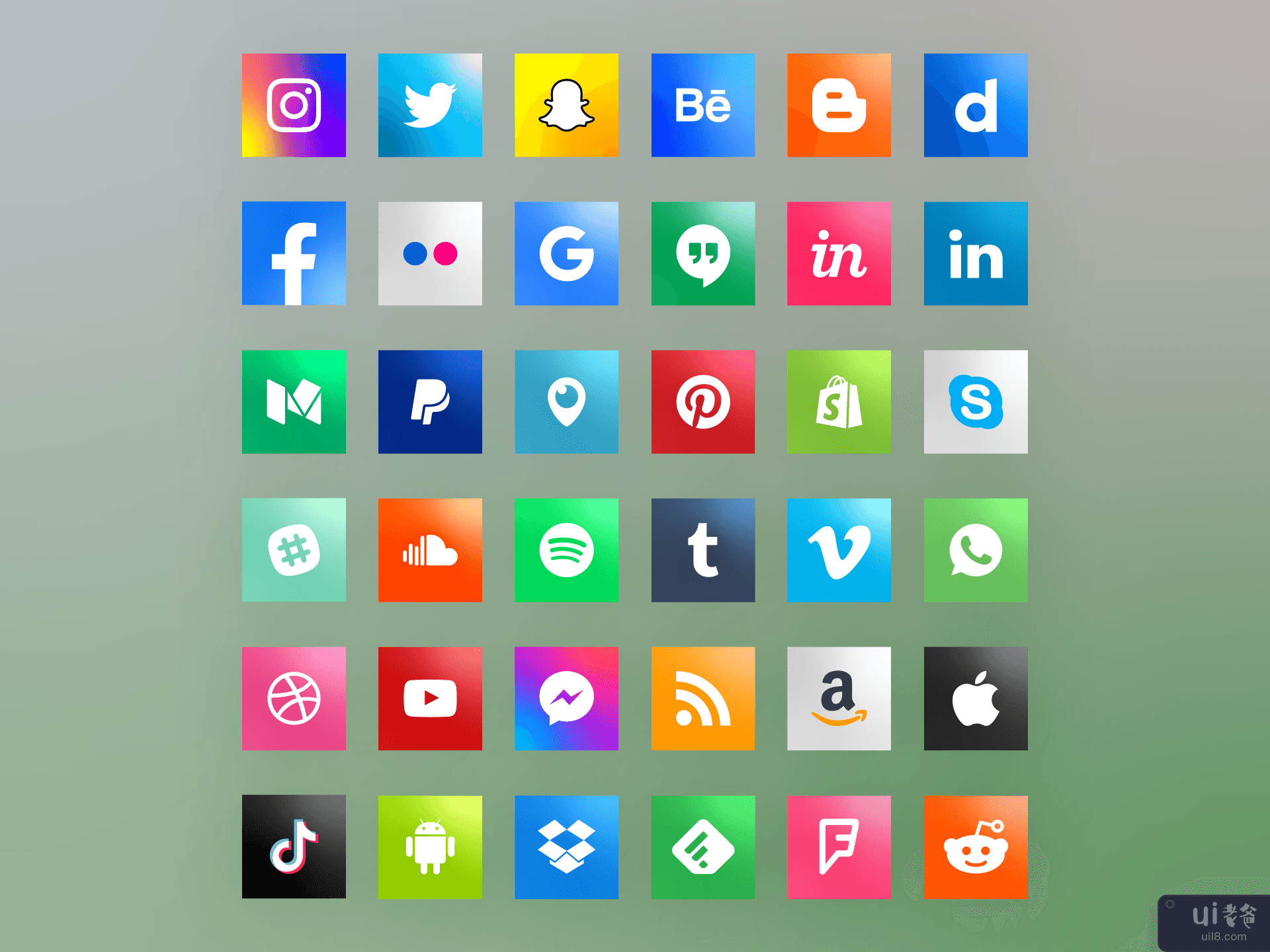 2020 方形社交媒体图标(2020 Square Social Media Icons)插图