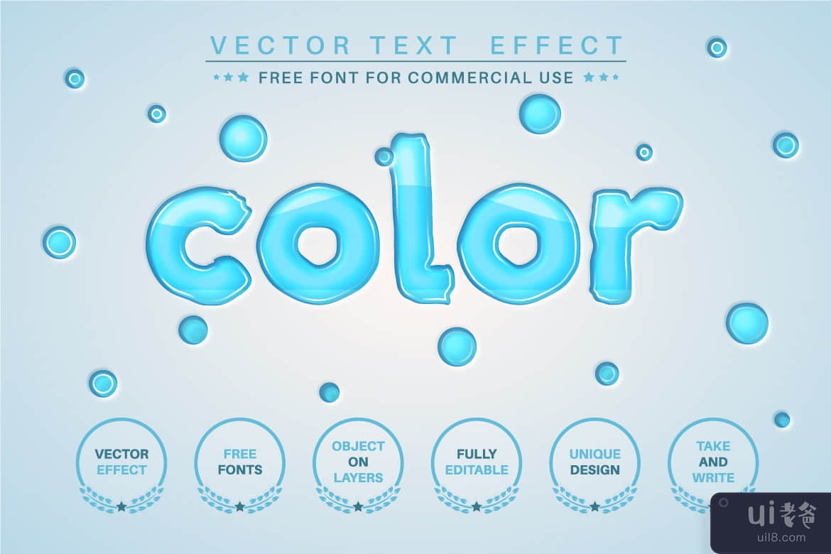 水 - 可编辑的文本效果、字体样式(Water - editable text effect, font style)插图1