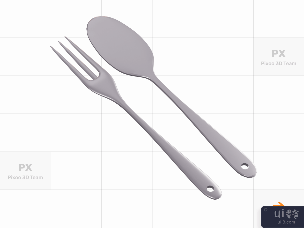 Pawon - 3D Kitchen Tools Set _ Fork and Spoon