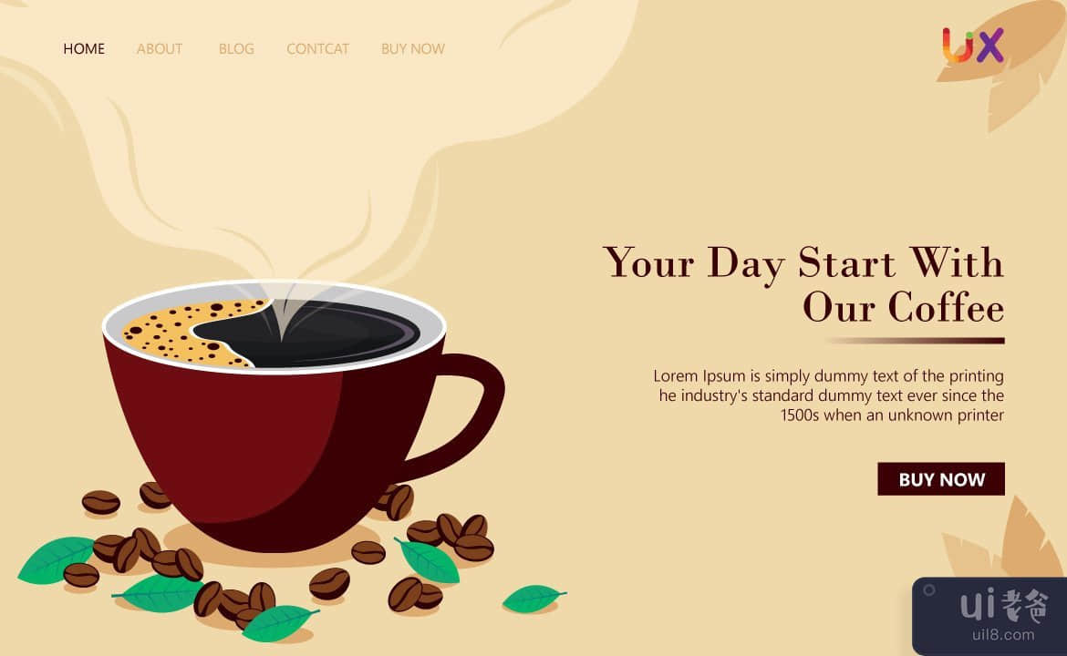 咖啡店登陆页面设计插图(Coffee shop Landing page design Illustration)插图