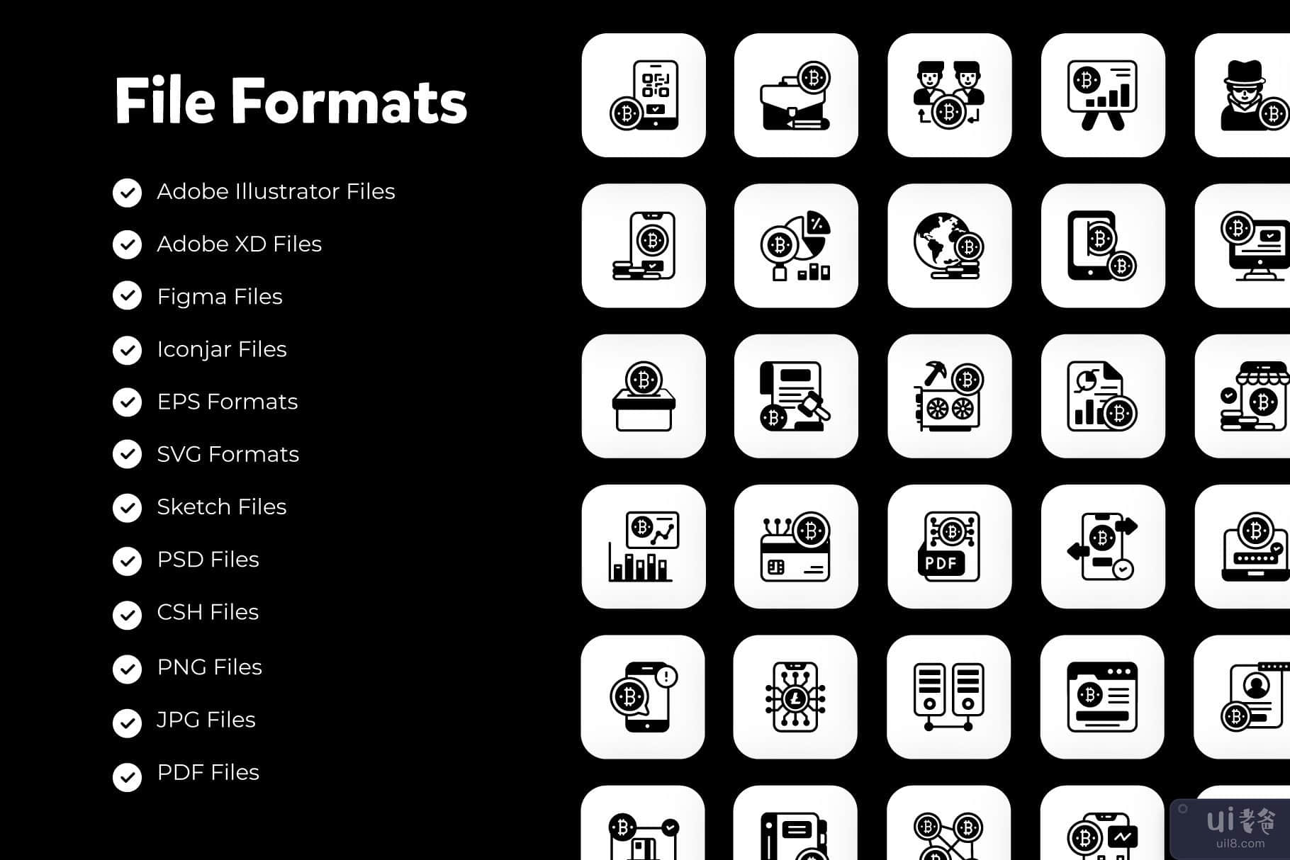 加密货币和数字货币固体向量集(Cryptocurrency and Digital Currency Solid Vectors Set)插图3