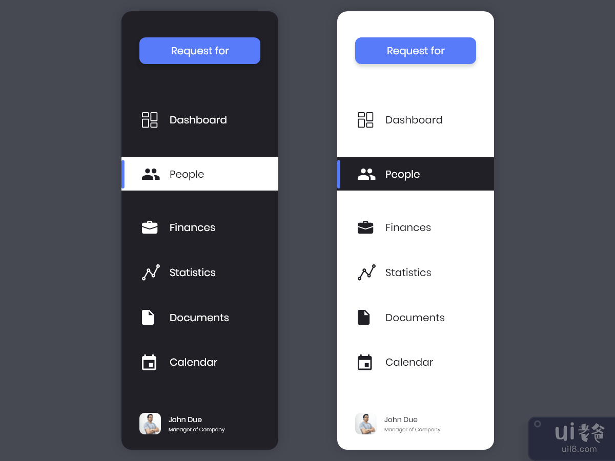 Side menu bar - Web UI Kit