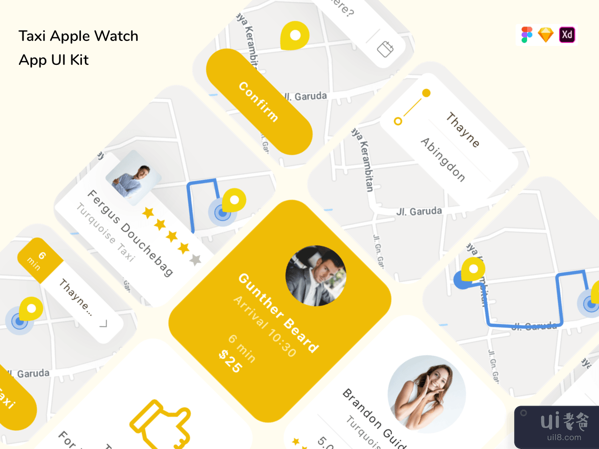 Taxi Apple Watch App UI Kit