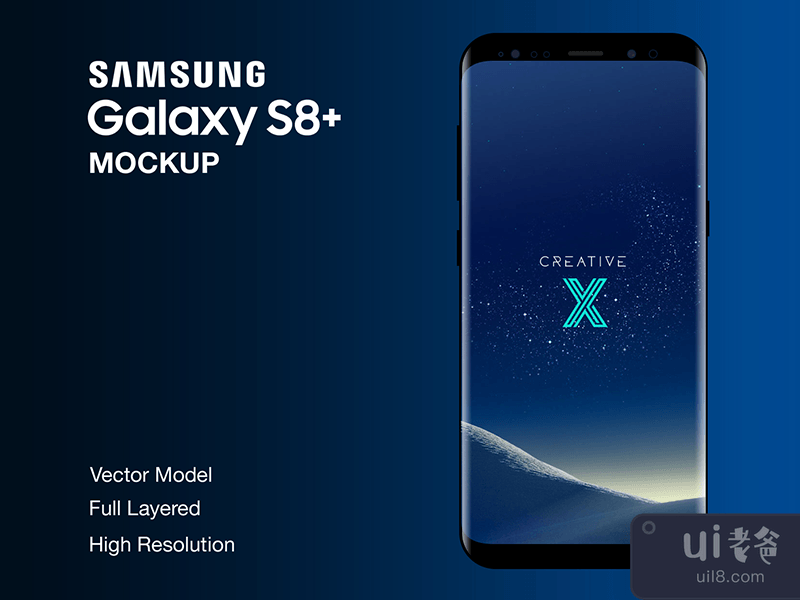 三星 Galaxy S8+ 模型 PSD(Samsung Galaxy S8+ Mockup PSD)插图
