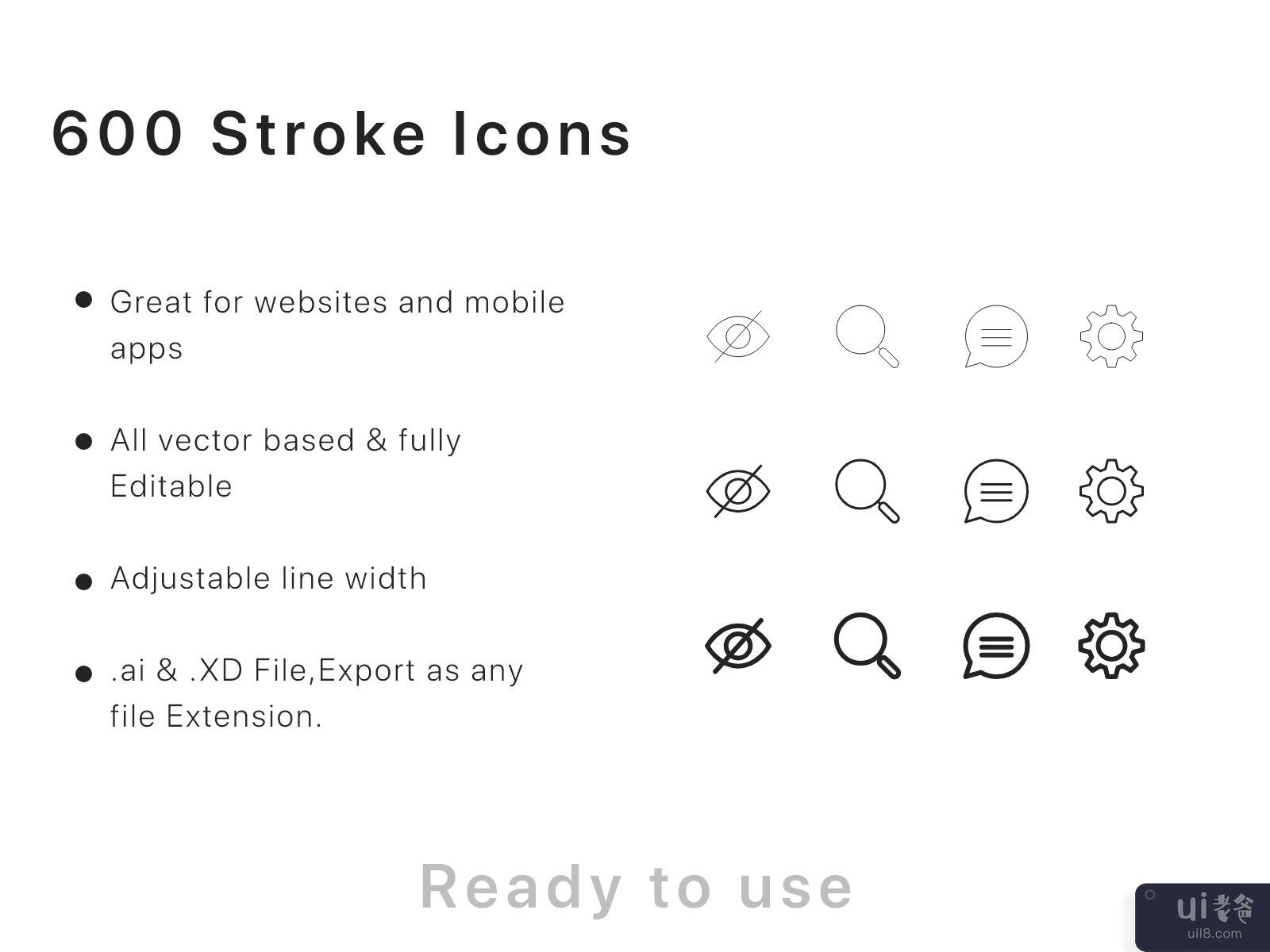 中风图标集(Stroke Icon Set)插图1